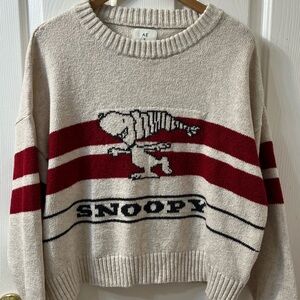 AE x Peanuts Skating Snoopy Winter Sweater Size Large